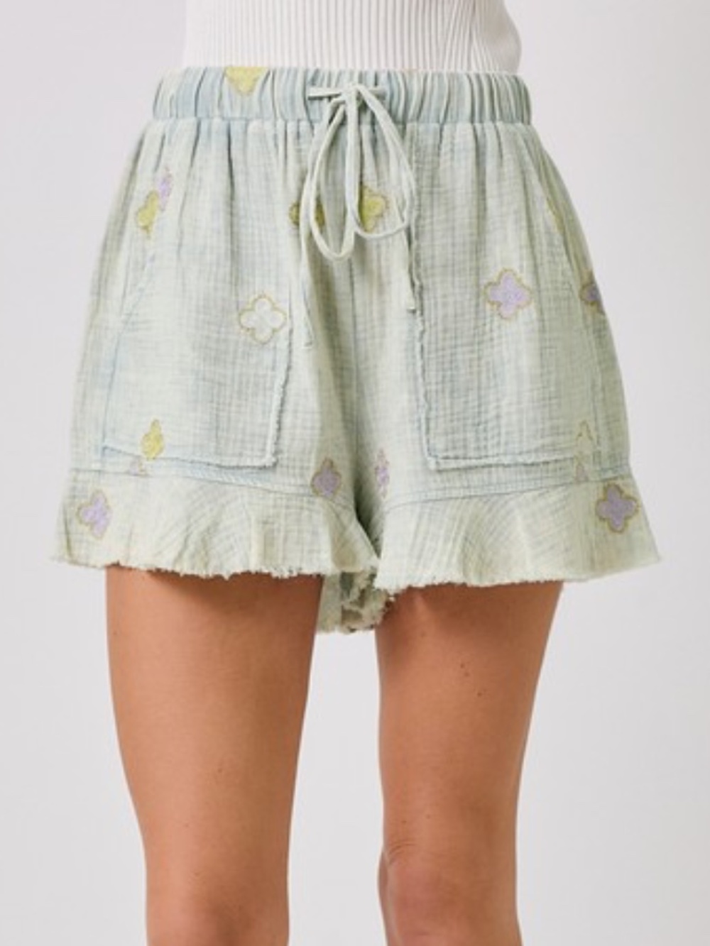 "The Ember" Washed Embroidery Shorts